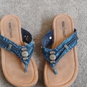Minnetonka Blue Sandals with Silver Accents